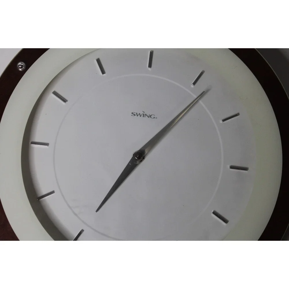Swing Wall Clock Echo Walnut MCM Style Wood Frame